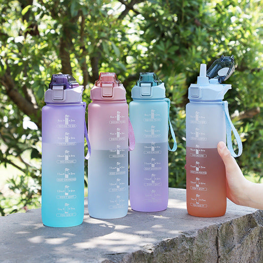 1100ml Water Bottle with Time Markings Measurement for Sport School Outdoor